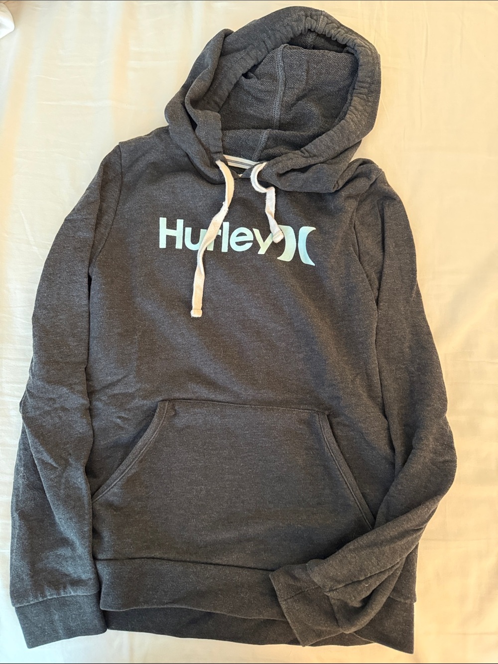 Hurley Dark Gray Crewneck Hoodie with Light Blue Logo